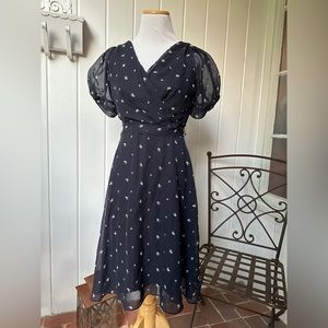 DKNY Calf-Length Navy Dress
